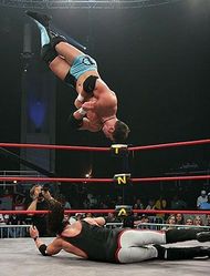 Image result for wwe aj styles top rope dive